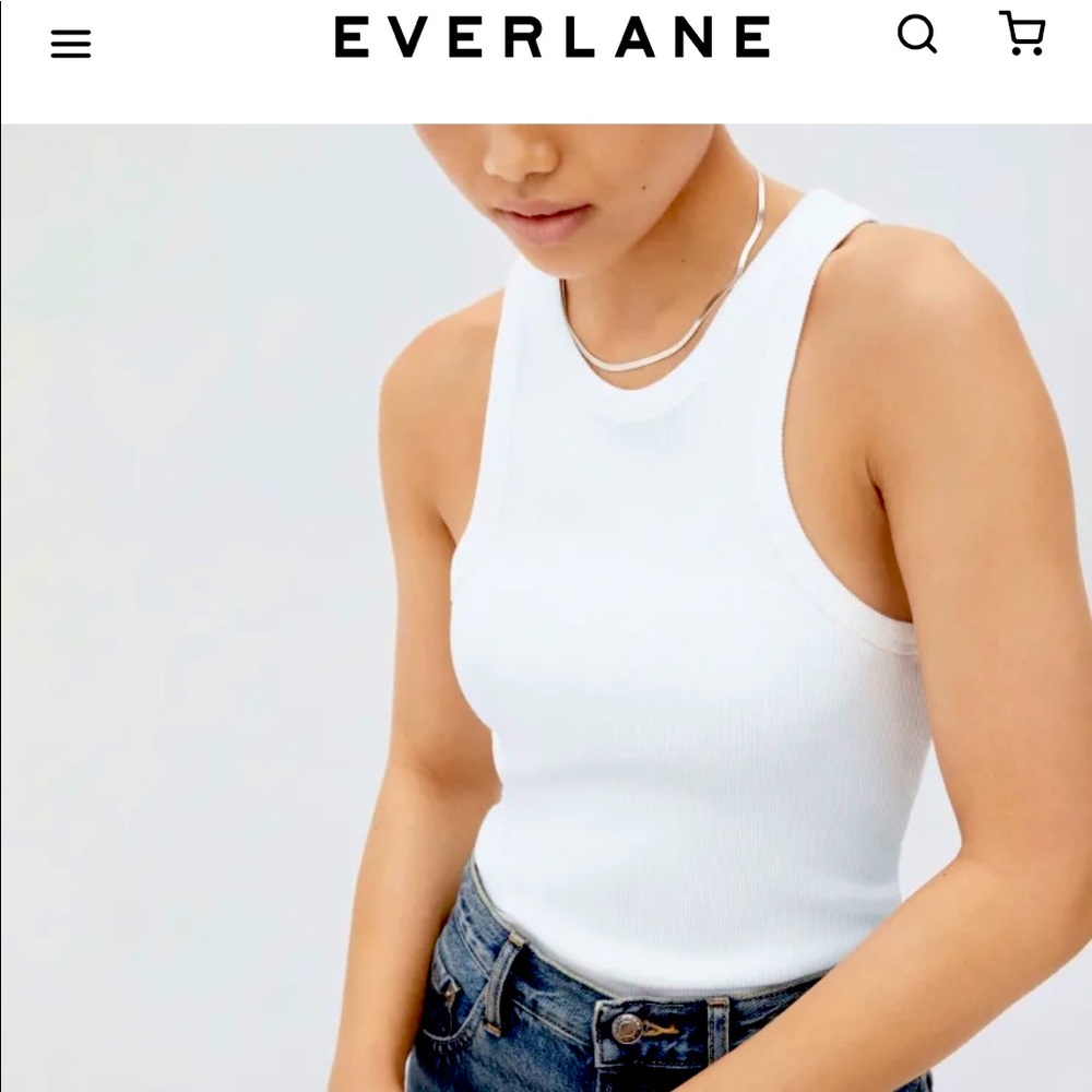 NWT Everlane ribbed cutaway tank top in white XS